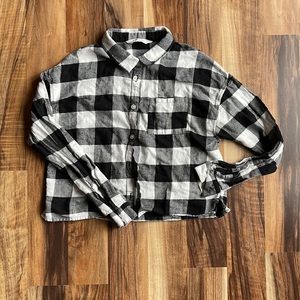 H&M Buffalo Print Cropped Button Down